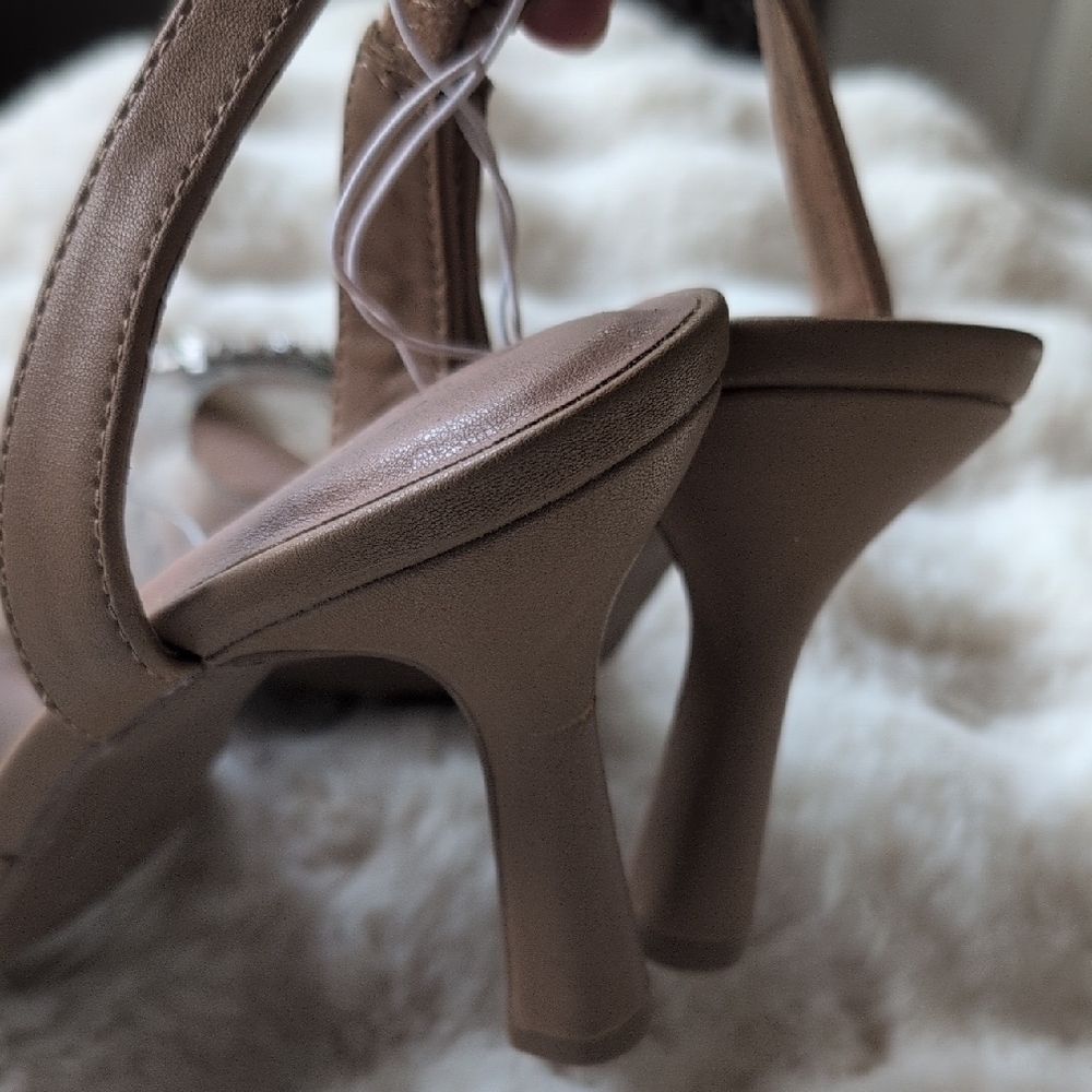 A New Day Women's Clear Heels with Silver Rhinestone Accents - Picture 3 of 4